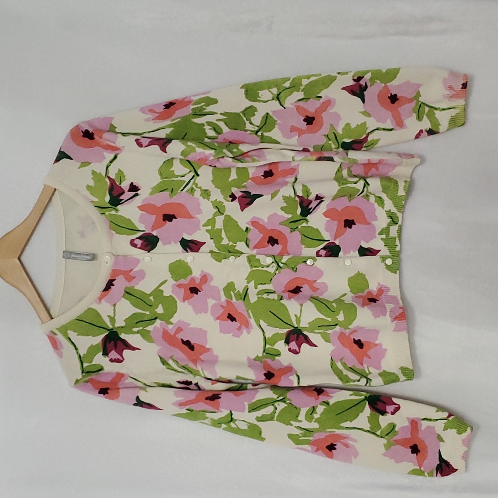 Hanna Andersson Floral Button Down Sweater Size L